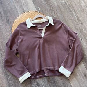 Aerie preppy long sleeve collared shirt women’s size S